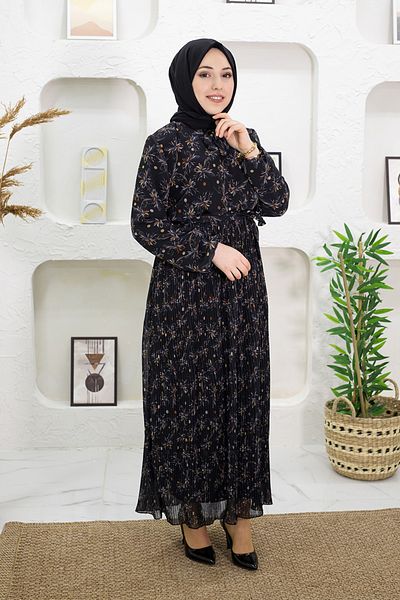 Mec Fashion Black Hijab Dress - Patterned