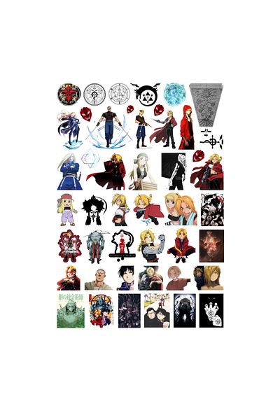 Ororabutik Σετ αυτοκόλλητων 46 τμχ Anime Fullmetal Alchemist Brotherhood - Σετ αυτοκόλλητων Scrapbook Bullet Journal