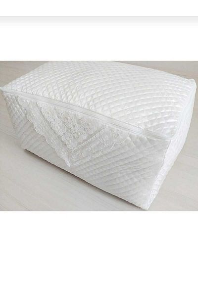 AYHOME White Pearl Satin Sweater - Bag, Quilted and Dowry Detail, Package, 40x30x20 cm