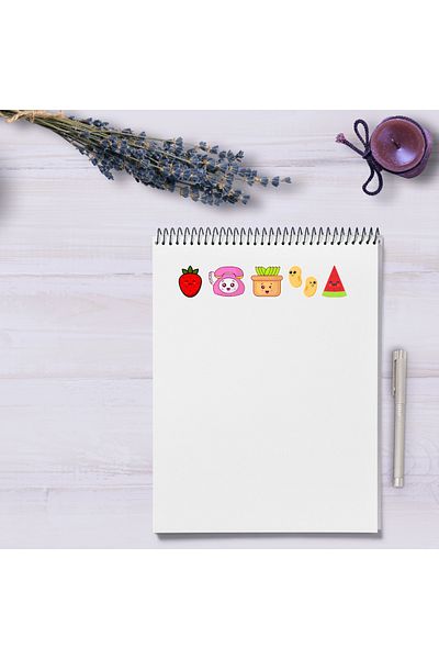 Ororabutik Σετ αυτοκόλλητων 74 τεμαχίων Kawai Cute - Σετ αυτοκόλλητων Scrapbook Bullet Journal
