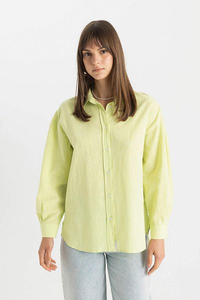DeFacto Relax Fit Cotton Long Sleeve Flared Tunic Shirt - C8853AX24SM