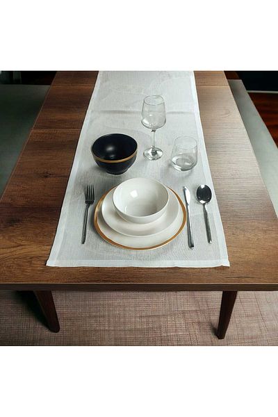 PİKKO HOME 45*146 CM Jacquard Ecru Thin Polyester Runner