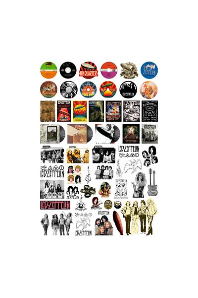 Ororabutik Σετ αυτοκόλλητων 52 τεμαχίων Led Zeppelin Rock - Σετ αυτοκόλλητων Scrapbook Bullet Journal