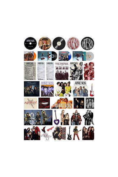 Ororabutik Σετ αυτοκόλλητων 37 τεμαχίων Rock Maneskin - Σετ αυτοκόλλητων Scrapbook Bullet Journal