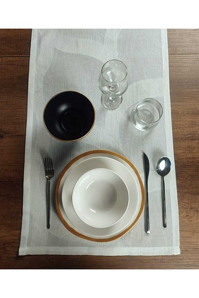 PİKKO HOME 45*146 CM Jacquard Ecru Thin Polyester Runner
