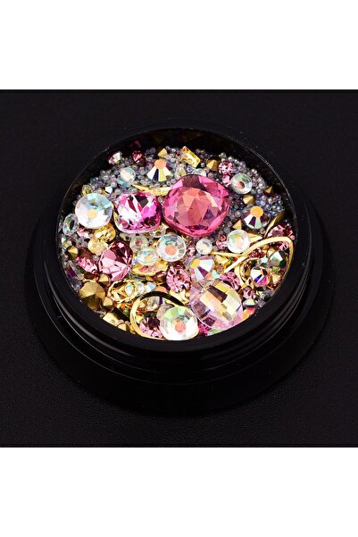Beauty Box 1 Adet Pembe Kuvars Nail Art Treasury Lüks Tırnak Süsleme Hazine T...