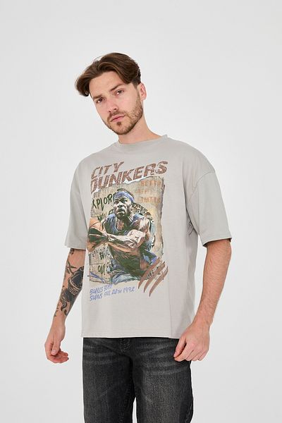 Ghetto off limits City Dunkers Gray Oversize T-shirt - Back to the List