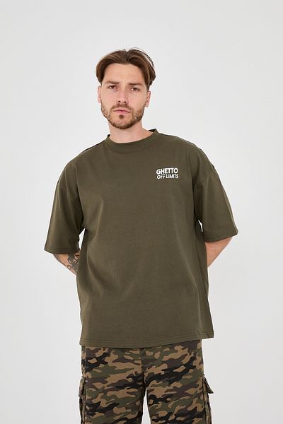Ghetto off limits Μπλουζάκι χακί χρώματος Oversize - Σχέδιο με στάμπα Big G στην πλάτη