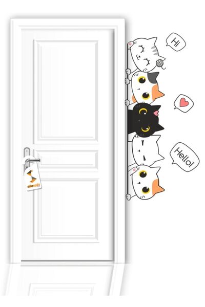 Çocuk Odası Kapı Kenarı Sticker Sevimli Kediler