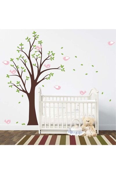 KT Decor ملصق حائط على شكل شجرة بنية وأوراق متساقطة مقاس XL