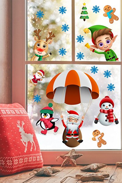 Kt Grup Парашутист-Санта Клаус, Сніговик, Пінгвін і Печиво-Люди Новий рік Стікер