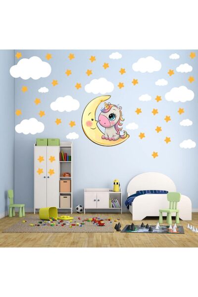Kt Grup Slatka jednorog, zvezde i oblaci - nalepnica za devojčinu sobu