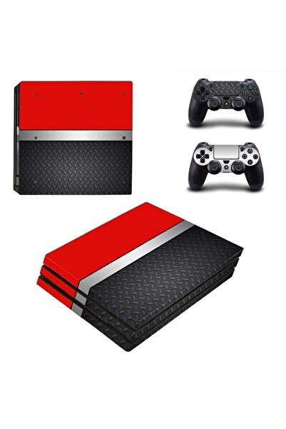 Kt Grup Kırmızı Siyah Metal Zemin Playstation 4 Pro Uyumlu Full Sticker Kaplama