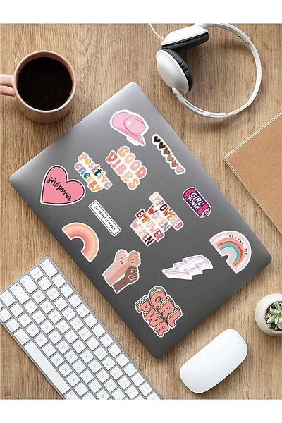 KT Decor مجموعة ملصقات للهاتف والكمبيوتر المحمول بطابع Girl Power - الكمبيوتر اللوحي، الكمبيوتر المحمول، الكمبيوتر المحمول، جدول الأعمال PVC