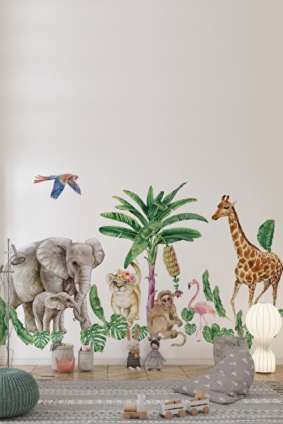 Kt Grup Safari Dünyası Tropikal Yapraklar 30 Parça Büyük Boy Premium Duvar St...