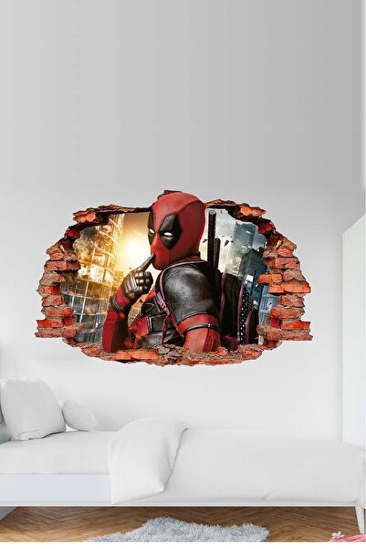 KT Decor Süper Kahramanlar Deadpool Öpücük 3d Çerçeveli Duvar Sticker