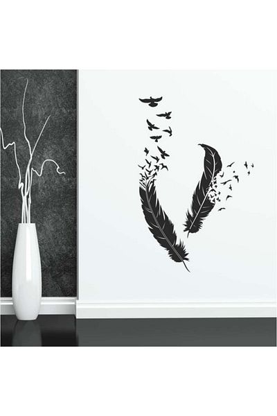 KT Decor Καλλιτεχνικό αυτοκόλλητο τοίχου Flying Bird Feathers