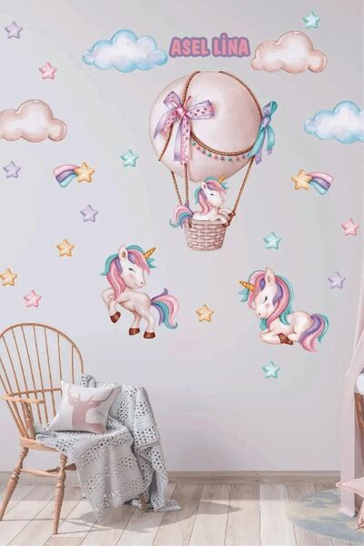 Kt Grup Unicorn Temalı İsimli Çocuk ve Bebek Odası Kişiselleştirilebilir 120 ...