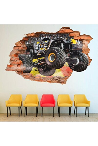KT Decor Monster Arabalar Full Hd Baskı Erkek Çocuk Odası 3D Duvar Sticker