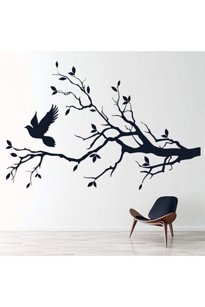 KT Decor Αυτοκόλλητο με μοτίβο δέντρου και πουλιού