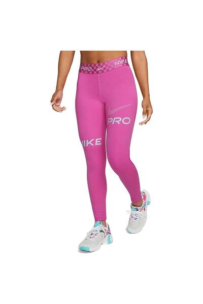 Nike Pro Dri-FIT Graphic Mid-Rise Kadın Tayt - aktif fuşya/okyanus bliss DX00...