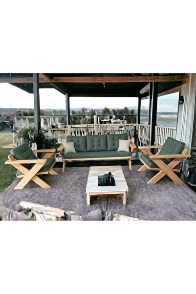 zerkaconcept Berlin Masif Ahşap Bahçe Balkon Koltuk Takımı Kestane Ağacı - 1 ...