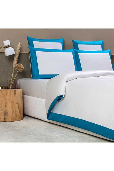 METİNEV Turquoise White Oversize Duvet Cover Set - King Size
