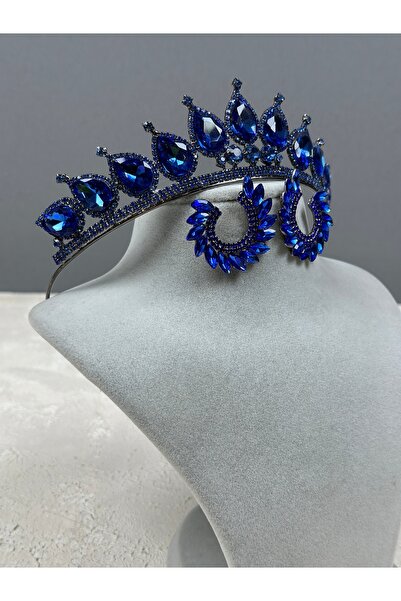 Limelia Сватбен комплект Neri Model - корона от къна и обеци с листа, саксофо...