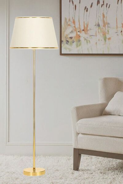 epifanio Only Gold Kaplama Tek Ayaklı Metal Lambader - Gold Şeritli Krem