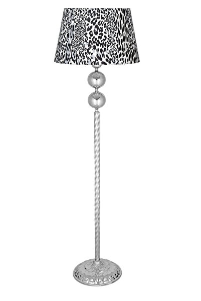 epifanio Çift Küre Krom Kaplama Burgulu Metal Lambader - Leopar