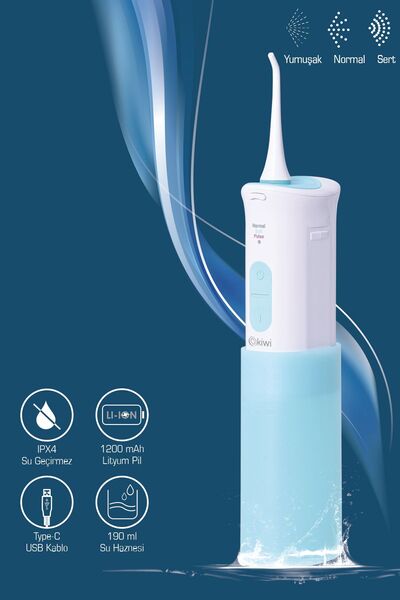 Kiwi Taşınabilir Ağız Duşu Şarj Edilebilir Diş Protez Bakım Ve Ağız Duşu Yeşil