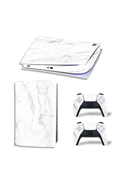 Kt Grup Beyaz Mermer Yüzeyi Playstation 5 Standart Disk Edition Sticker Kapla...