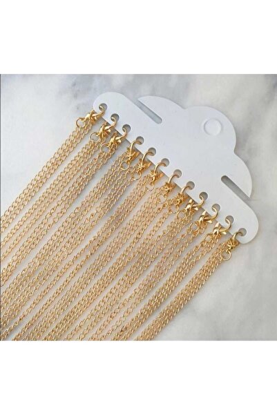 FlowerAksesuar 12 ADET - 45 cm HAZIR KOLYE ZİNCİRİ, KOLYELİK ZİNCİR, KLİPSLİ ZİNCİR, İNCE KOLYE ZİNCİRİ