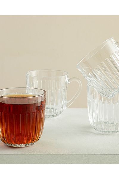 English Home Quartz Glass Set of 4 Transparent Breakfast Cups