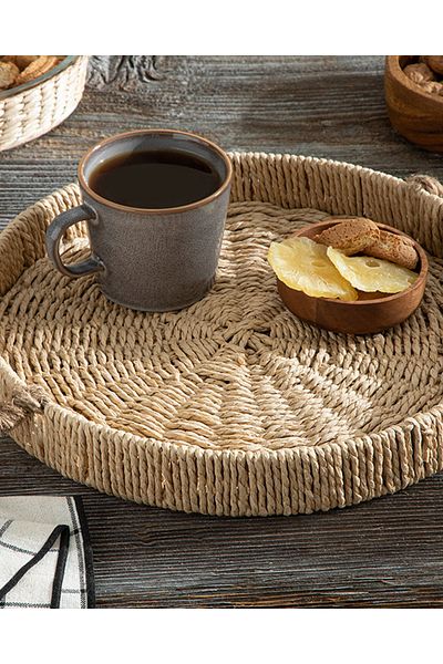 English Home Brown Melange Straw Tray