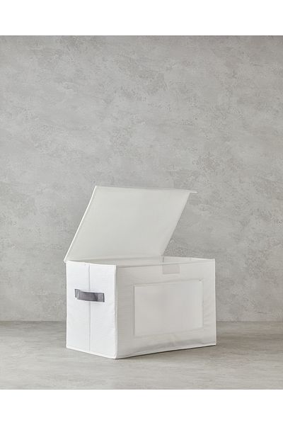 English Home White Tiara Polyester Storage Box