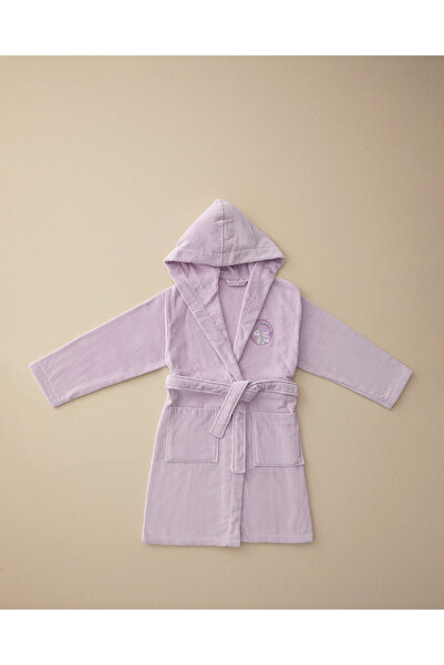 English Home Unicorn Kadife %100 Pamuklu Çocuk Bornoz Lila