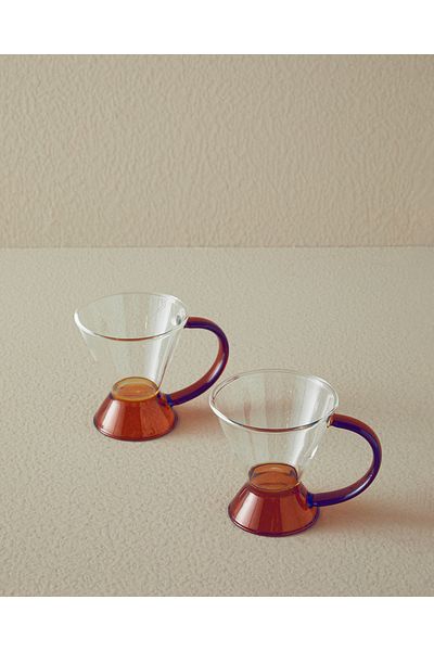 English Home 190 ml Amber - Tasty Borosilcate Glass 2-Piece Mug