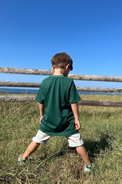 Pollito Children's Benetton Green Crew Neck Basic Plain T-shirt 100% Cotton