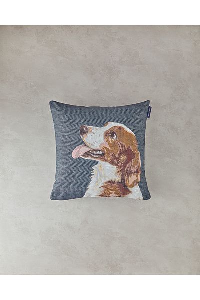 English Home Breton Tapestry Throw Pillow Cover Blue