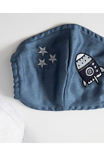 English Home Space Pamuklu Kumaş 4-12 Yaş Çocuk Maske Indigo