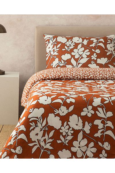 English Home Σετ παπλωματοθήκης Grandiflora King Size Soft Cotton - Digital Printed, Terracotta