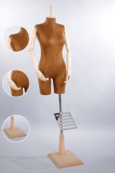 TERZİ DÜKKANI Ahşap Kukla Kollu Terzi Mankeni Prova Mankeni Vitrin Mankeni