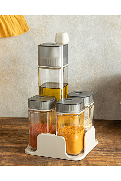 English Home Symbol Cam 4'lü Baharatlık Krem