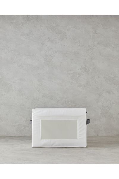 English Home White Tiara Polyester Storage Box