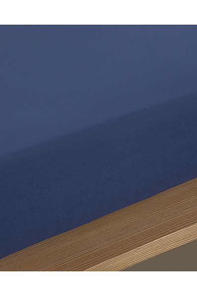 English Home Midnight Blue Plain Cotton Single Plus Elastic Sheet