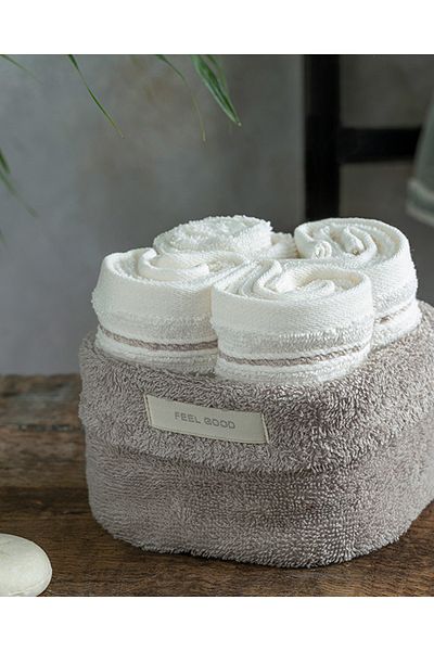 English Home Σετ πετσετών χεριών Quadro Cotton 4 τεμαχίων Μπεζ-εκρού