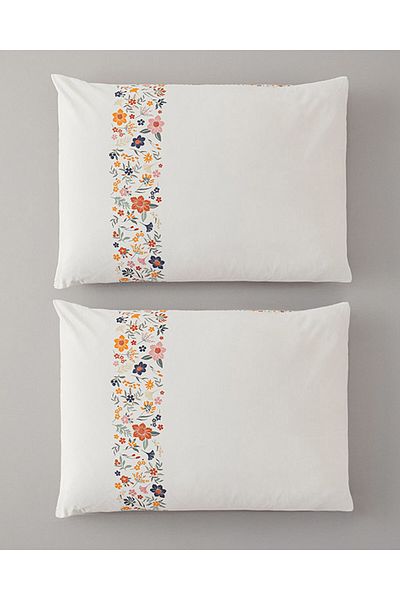 English Home Pachet de 2 fete de pernă din bumbac galben Bloomy Lines