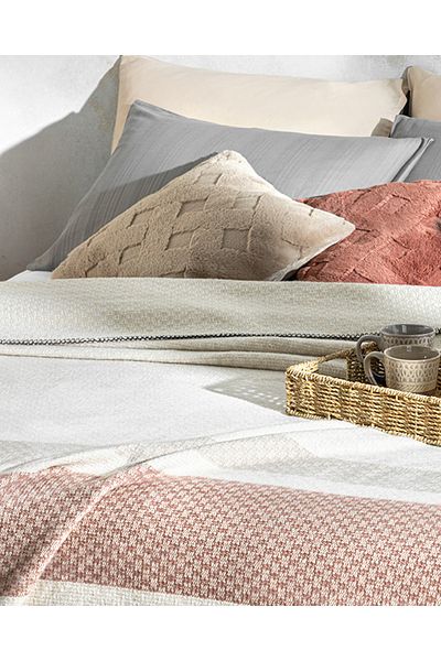 English Home Single Triple Stripe Scotch Blanket - Brown/Anthracite