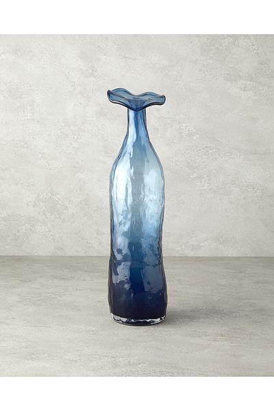 English Home Γυάλινο βάζο Wave Flower Μπλε